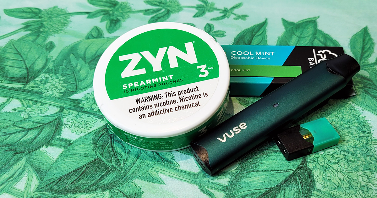 Zyn Vuse and Puff Bar Mint Flavors