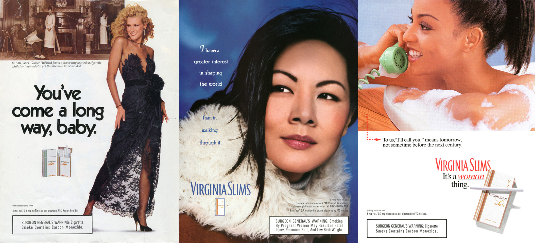 Group of Virginia Slims ads