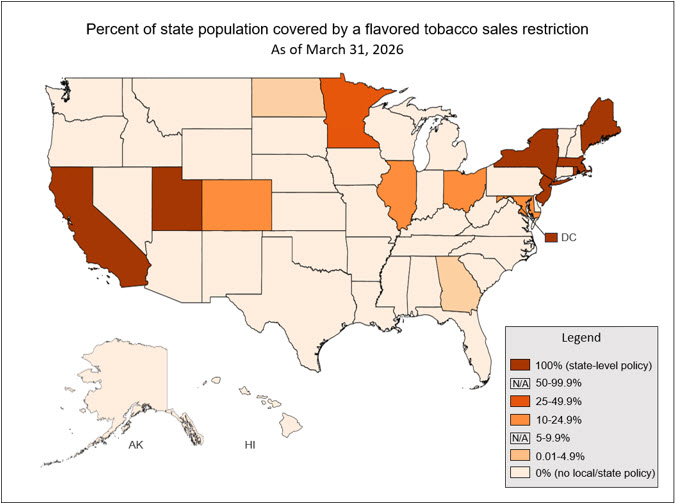 Flavored tobacco Map March 31 2026