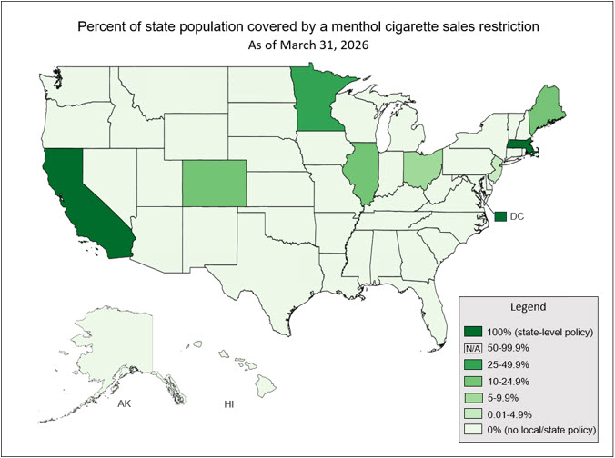 Menthol Tobacco Map March 31 2026