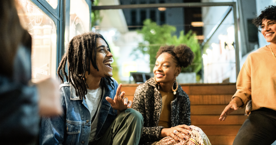 Young people laughing