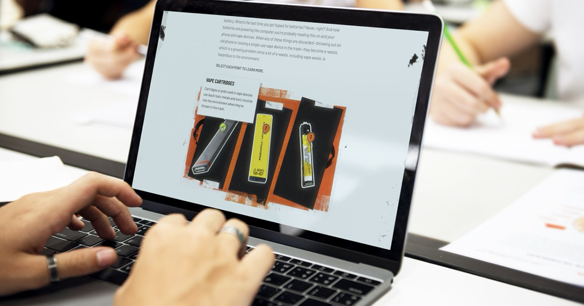 Everfi curriculum on a laptop in a classroom