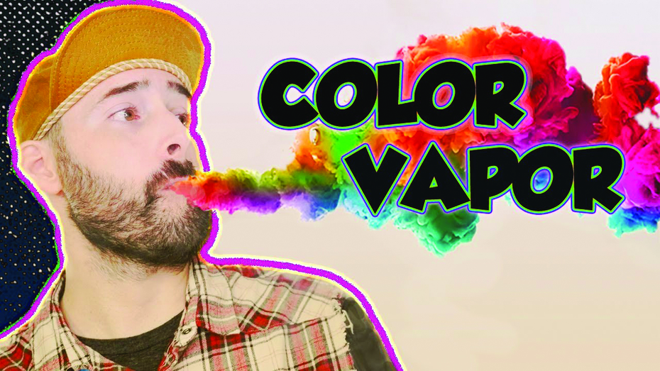 Guy exhaling colored vapor