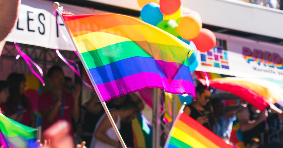 Rainbow flag at pride event