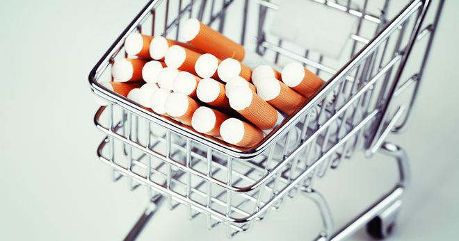 Cigarettes in a shopping cart