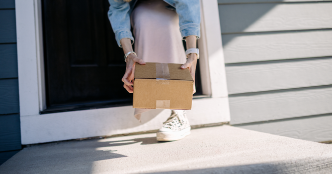 Retrieving a package from the doorstep