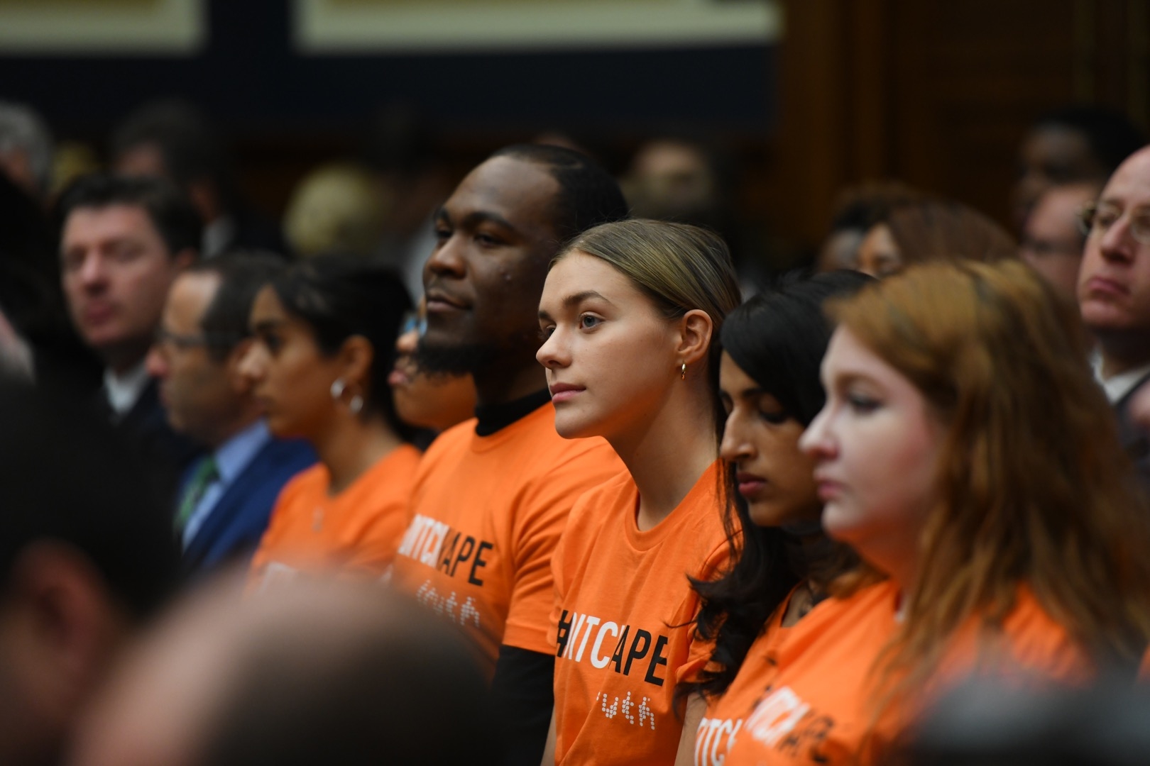 Activists sitting in the e-cigarette hearing 