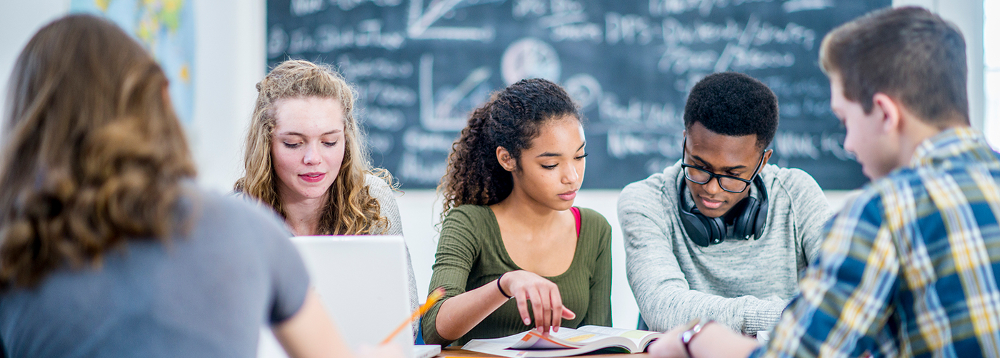 Students studying in a classroom